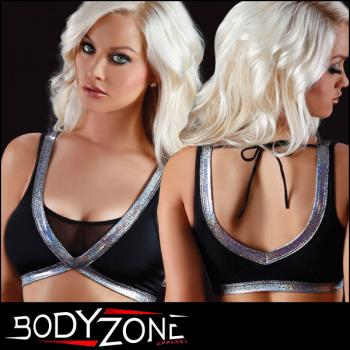 ブラトップ/シルバーラメ&メッシュフロントブラトップ(単品)【ボディゾーン//BodyZone/ダンスウェア/衣装】ポールダンス衣装
