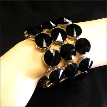【ランジュエリー】ごつめのブラッククリスタル★ブレスレット(ストレッチ)