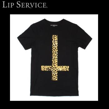 Mens or オーバーサイズ for Women レオパード(豹柄) クロス(十字架) デザインTシャツ by リップサービス