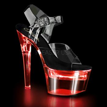 (FDANCE708/C/M だった)。7"(17.8 cm) ヒール、2 3/4 インチ (7 cm) プラットフォーム USB 有料、LED 点灯足首ストラップ サンダル特徴 7 色変更 & 4 照明パターン