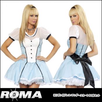 クラシックに!ヴィクトリアンな不思議な国のアリス風ドレス2点セット。【ローマコスチューム/ROMA COSTUME】ファンタジー/ハロウィン/コスプレ