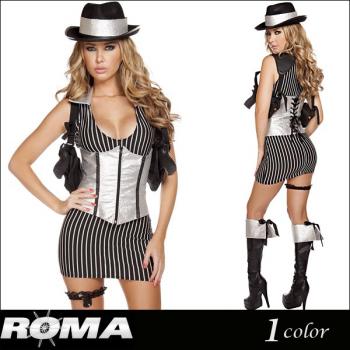 セクシーマフィアコスチューム(2点セット)【Roma/ローマ】ハロウィン/仮装/ギャングスター