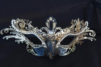 【Venetian★ベネチアン★ハーフ仮面★ヴェネチアンマスク】ゴージャスラインストーン&グリッター★ゴールド★