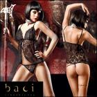 スリップ/ベビードール/セレブ系ブラック花柄レースベビードールとGストリングの2点セット【BACI/バチランジェリー/ブラックレーベル】