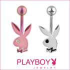 『ＢＯＤＹ　ＶＩＢＥ』　☆へそ用(バナナバーベル）☆　プレイボーイ　ラビット　ボディーピアス　14Ｇ　ピンク/シルバー