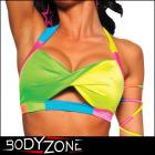 レインボーブラトップ【ブラックライトで光るレイブウェア】レインボーツイストビキニトップ（単品）【ボディゾーン/Body Zone】
