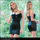 スリップ/ミニワンピース/ランジェリードレス/ドット柄メッシュ切替フリルスリップ（単品）【コケット/Coquette】