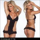 テディ/ランジェリー/メッシュフリルがキュートなＴデザインテディ【COQUETTE/コケット】 セクシーランジェリー/セクシー下着/Sexy Lingerie
