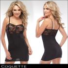 ＜当店特価3500円＞スリップ/ミニワンピース/ランジェリー/花柄レース&マイクロファイバースリップ【COQUETTE/コケット】