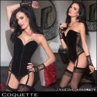 コルセット/ランジェリー/ベルベティーン素材とストレッチレース切替コルセット（単品）【COQUETTE/コケット】