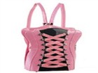 B.Pink/Blk Pat Lace-Up Corset Backpack