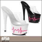 【エリーシューズ/Ellie Shoes】Heart Beat プラットフォームサンダル/ブラック/ホワイト/クリアストラップ
