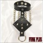 FUNK PLUS　☆本皮/ブラックレザー/スパイク／チェーンブレスレット