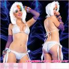 ビキニトップ/ボトム/ファー付フード/3点セット【レッグアベニューレイブウェアLeg Avenue Rave Wear】