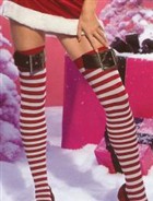 オーバーニー/サイハイ/ニーハイストッキング/★クリスマス★バックルベルト付☆ストライプストッキング（クリスマスストッキング）
