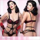 ブラショーツ風テディ/バーレスクランジェリー/赤サテン×黒レースブラのストラップテディ【レッグアベニュー/Leg Avenue】