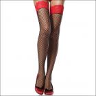 【レッグアベニューストッキング/Leg Avenue hosiery】シリコントップの赤黒コントラストインダストリアルネットサイハイストッキング