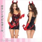 デビル/悪魔/コスチューム/情熱的スパンコールの赤×黒デビルコスチューム2点セット【レッグアベニューハロウィンコスチューム】