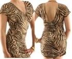 セクシー＆クール☆ゼブラ柄オープンバックボディコンロングチュニック☆茶系