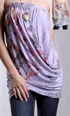 セクシー＆クール★フラワータトゥタイダイ風チューブトップチュニック★パープル