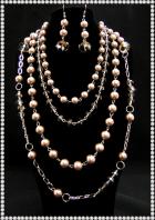 【ランジュエリー】トープパールとアレンジ4種のストランドネックレス（with ピアス）