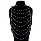 【ランジュエリー】シャンデリア☆連弾ロングネックレスwith ピアス（ブラッククリスタル）