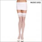 ★MUSIC LEGS★薄手のシアー素材 ニーハイソックス/ストッキング　ホワイト色