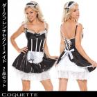 フレンチメイド/ハロウィン/コスプレ衣装/エナメル素材セクシーメイドコスチューム2点セット【MASQUERADEマスカレードコスチューム】