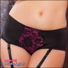 ヒップハガーショーツ/ヒップハンガー/ローライズ/パンティ/ブラック×花柄レース【セブンティルミッドナイト】