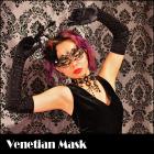 【Venetian Mask/ベネチアンマスク】ハーフ仮面/ヴェネチアンマスク/レッドフェザー付き豪華ベネチアンマスク
